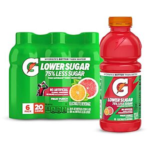 [SnS] $3.77* | 6-Pk 20-Oz Gatorade Lower Sugar Sports Drink (Fruit Punch) at Amazon