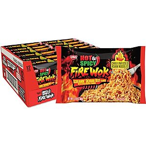 [SnS] $7.84* | 12-Pk 3.10-oz Nissin Fire Wok Hot & Spicy Noodles (Screamin Beef) at Amazon