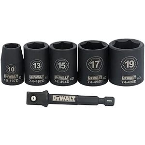 [AC] $12.15* | 6-Piece DEWALT 3/8 Impact Socket Set (DWAFSMSET6) at Amazon