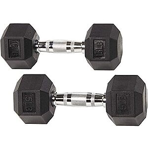 $26.01* | 15-lbs Fitvids Rubber Encased Hex Dumbbell (Pair) at Amazon