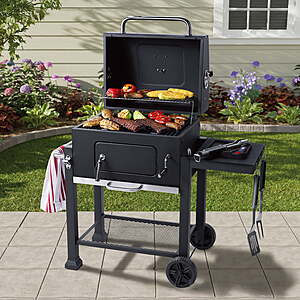 $98 FS Walmart Expert Grill Charcoal Grill, 24 Inch Heavy Duty Charcoal Grill with Wheels, Black