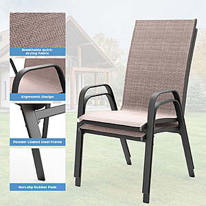 $76 FS WALMART by FUNDAZE:  Outdoor Dining Chairs Set of 4, Patio Dining Chair Stackable Armrest Patio Chairs  Gray or Brown