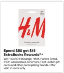 CVS: $15 ExtraBucks wys $50 on select GC