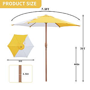 $19.85 FS Walmart+ by Ainfox 7.5ft Beach Round Market Patio Umbrellas, UV Resistant