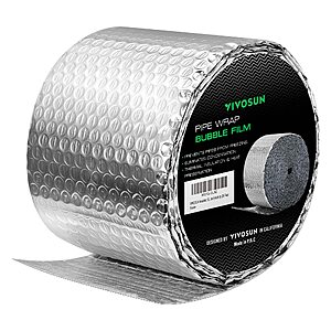VIVOSUN Double Bubble Foil Insulation Roll, 6" x 25 ft Reflective HVAC Pipe & Duct Wrap, Weatherproof Thermal Insulation for Attics, Windows, Garages $11.17