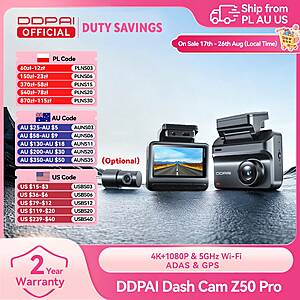DDPAI Z50 Pro 4K Dual Dash Cam 3" IPS Screen GPS Z50 Pro Front No SD Card $58.9 + Free Shipping