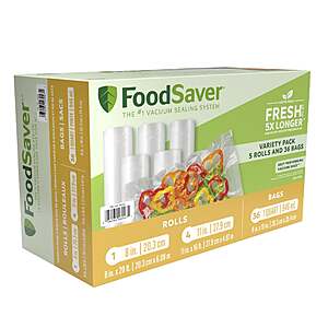 Ends today 08/23 FoodSaver Vacuum Sealer Rolls and Bags Variety Pack $23.99 + $4.99 Shipping Costco.com