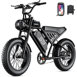 S9 Electric Bike for Adults, 2500W, 28MPH, 65mile range, 48V, 20AH, 16" Fat Tire All-Terrain Ebike with NFC Unlock & Cruise Control $499.99