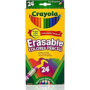[NEW] $3 | Crayola Erasable Colored Pencils for Kids, 24ct Drawing Coloring Pencils at Amazon