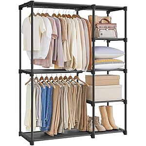 $28.56* | SONGMICS Freestanding Closet Organizer w/ Clothes Hanging Rods (44.1" x 16.9" x 65") at Amazon