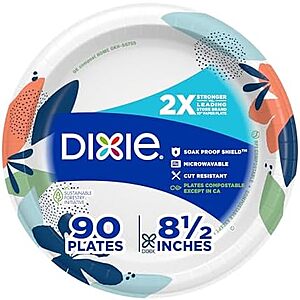 [SnS, AC] $5.10* | 90-Count 8.5" Dixie Microwavable Soak-Proof Paper Plates at Amazon