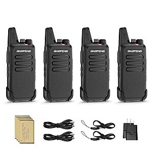 BAOFENG T22 Walkie Talkies for Adults Business, 22 FRS Channels, 4 Pack for $19.99