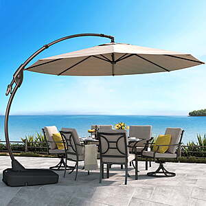GRANDPATIO 12 ft Deluxe Curvy Aluminum Cantilever Octagon Umbrella(Champagne, with Base, 12' Diameter) $253 + Free Shipping