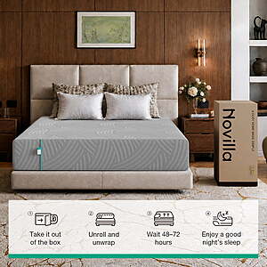 $174-244 FS Walmart by Novilla Atease 12" Medium Memory Foam Mattress,Adult,Queen or King