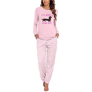Ekouaer Pajamas for Women Comfy Long Sleeve Jogger Set Lounge Pjs Set $11.99