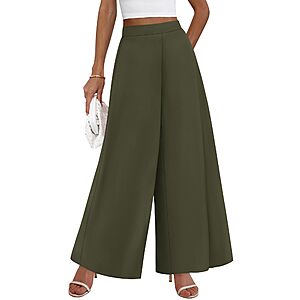 KIRUNDO Palazzo Pants for Women with Loose Wide Leg Trousers $16.49