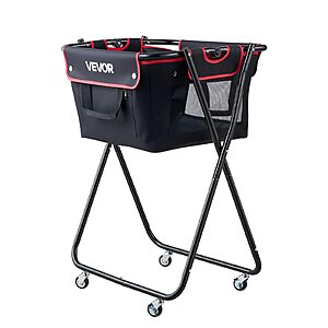 VEVOR Tennis Ball Hopper, Holds 175 Tennis Balls or 290 Pickleballs, Foldable Pickleball Basket Cart with Wheels for Easy Pick Up, Portable Baseball Cart Caddy with Bag $49.99