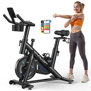 MERACH Exercise Bike Magnetic Home Stationary Bike with Free App Quiet Indoor Cycling Bike with 300lbs Weight Capacity Dumbbell Rack $179.99