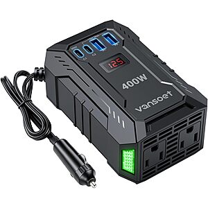 Vansoet 400W Car Power Inverter DC 12V to 110V AC (PD 30W/15W USB C + 2*USB A Ports & 2 AC Outlets) $22.03 + Free Shipping w/ Prime or orders $35+
