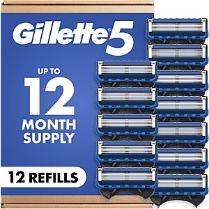 [S&S]Gillette 5 Men's 5-Blade Razor Blade Refills, 12 Count $24.82
