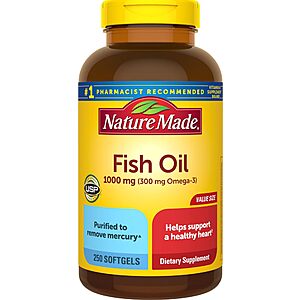 [S&S]Nature Made Fish Oil Omega 3 Supplements, 1000mg Softgels, 250 Softgels $5.66