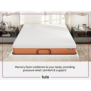 Tulo Copper Memory Foam 12" Plush Mattress Queen $369.99