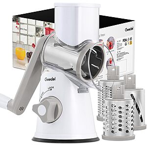 Geedel Rotary Cheese Grater Hand Crank, Cheese Shredder Vegetable Slicer $22.78