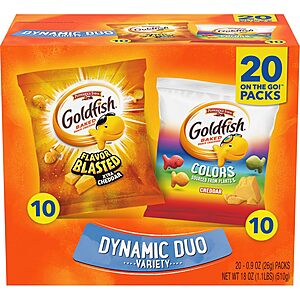 20-Count 0.9-Oz Goldfish Colors Cheddar & Flavor Blasted Xtra Cheddar Crackers Variety Pack $5.69 w/ S&S + Free Shipping w/ Prime or on $35+