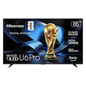 85" Hisense U6SF Pro Mini-LED ULED 4K UHD Smart Fire TV w/ Native 144Hz $1098.77 + Free Shipping