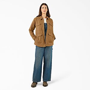 Dickies Women's Sherpa Lined Flannel Chore Coat (Various sizes, Gray or Brown Duck) $11.27