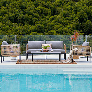 Banning 4 - Person Patio Conversation Set with Cushions $226