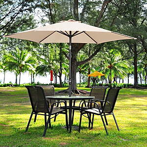 Ainfox 9ft Khaki Patio Umbrella with Push Button Tilt and Crank (khaki) - $29.99