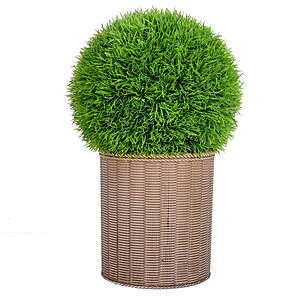 18" Better Homes & Gardens Round Pine Needle Artificial Topiary w/ LED Lights & Solar Rattan Planter $24.88 + Free Shipping w/ Walmart+ or on $35+
