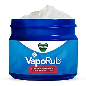 Vicks VapoRub, Original, Cough Suppressant, Topical Chest Rub & Analgesic Ointment, Medicated Vicks Vapors, Relief from Cough Due to Cold, Aches & Pains, 1.76oz $4.69