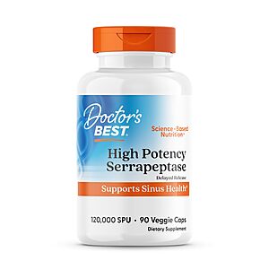 [S&S] Doctors Best, Serrapeptase High Potency, 90 Veggie Capsules $29.44