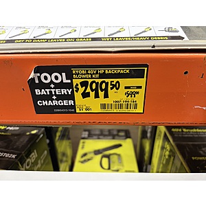 Ryobi 40V HP Brushless Whisper Series 190MPH 730 CFM Leaf Blower and Backpack Battery w/ (2) 6.0 Ah Batteries & Charger - Home Depot $299.5