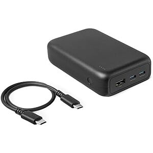 [AC] $22.67 | Amazon Basics High-Capacity Portable Charger Power Bank with 3-Port Output, 20,000 mAh, Black at Amazon