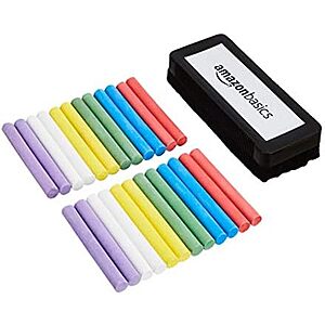 [SnS, AC] $4.60 | 24-Count Amazon Basics Dustless Chalk with Eraser (Assorted) at Amazon