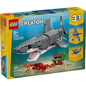 379-Piece LEGO Creator Fierce Shark w/ a Treasure Chest Building Toy (31381) $28 + Free Shipping w/ Walmart+ or on $35+