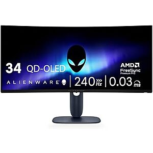 $649.99* | 34" Alienware AW3425DW 240Hz 1440p QD-OLED Curved Gaming Monitor at Amazon