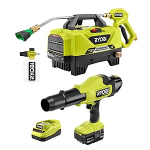 1.8 GPM Automotive High Flow Pressure Washer with ONE+ HP 18V Brushless 220 CFM Compact Blower, 4.0 Ah Battery & Charger $219