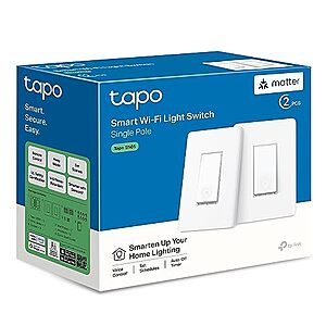 $18.99* | 2-Pack TP-Link Tapo S505 Smart WiFi Light Switch w/ Voice Control + 25% Back w/ Prime Visa Card at Amazon