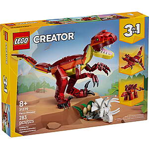 283-Pc LEGO Creator 3 in 1 Fierce Dinosaur Building Toy (31379) $16 + Free Shipping w/ Walmart+ or on $35+