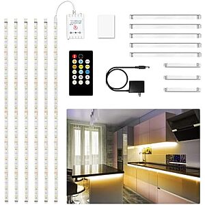 $8.09* | 6-Pc DAYBETTER Under Cabinet Dimmable 9.8' LED Strip Light Kit w/ Remote at Amazon