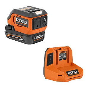Ridgid 18V Cordless Inverter Kit with 2.0 Ah MAX Output Lithium Battery, 18V Lithium Charger, and 18V AC Inverter $79