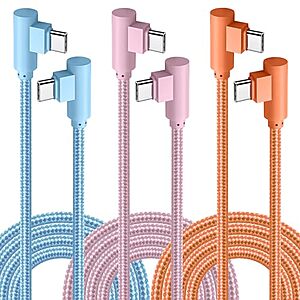 $6.99* | 3-Pk 10' APFEN 60W USB-C to USB-C Nylon Braided 90-Degree Fast Charging Cable at Amazon