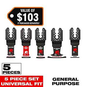 Diablo Universal Fit Wood and Metal Bi-Metal & Carbide Oscillating Blade Set (5-Piece) $19.11