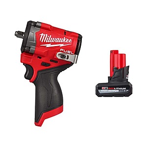 Milwaukee M12 FUEL 12V Lithium-Ion Brushless Cordless Stubby 3/8 in. Impact Wrench with M12 XC High Output 5.0 Ah Battery Pack $229