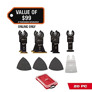 Milwaukee Oscillating Multi-Tool Blade Kit (20-Piece) $44.88