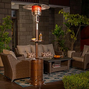 Nuu Garden 46,000 BTU Metal Brown Propane Gas Patio Heater with Wheels and Drink Stand $129
